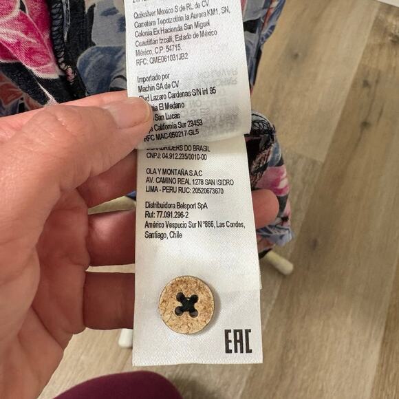 ROXY Hawaiian Floral Print Square Neck Button Down Mini Women's Dress Medium - Picture 7 of 7